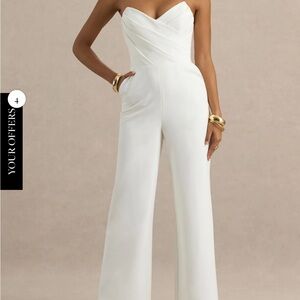 Club L London White Strapless Wide-Leg Jumpsuit